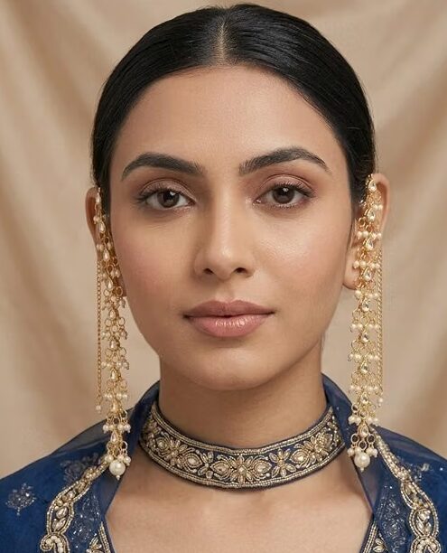 Long Kundan Pearl Earrings for Women & Bridal Wear