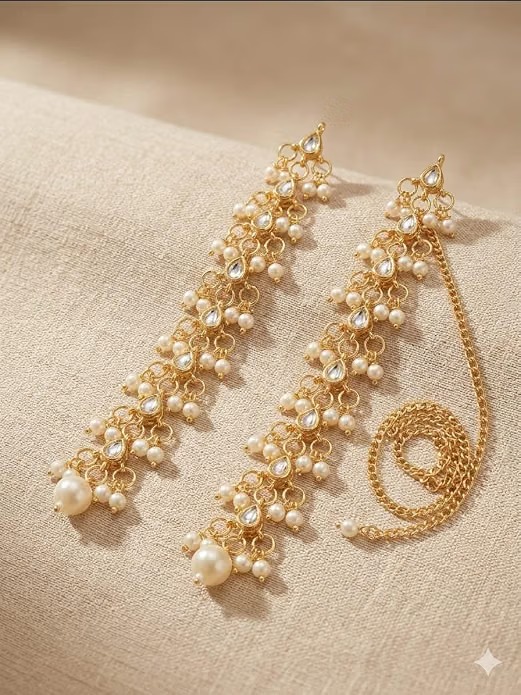 Long Kundan Pearl Earrings for Women & Bridal Wear - Image 3